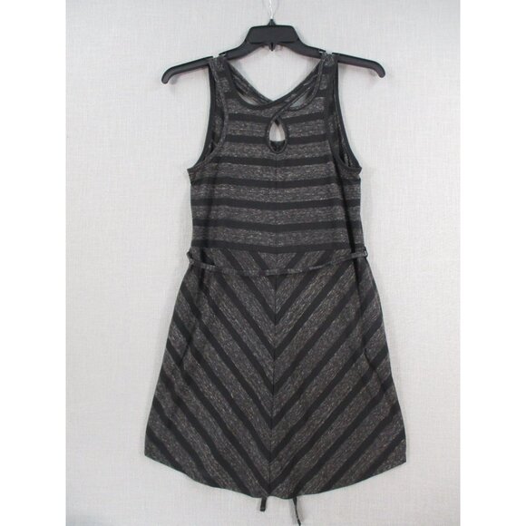 Womens Gray Chevron Striped Sleeveless Dress With Tie Waist M - Picture 8 of 9